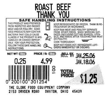 Globe E12 Safe Handling Labels Globe E12 Safe Handling Labels