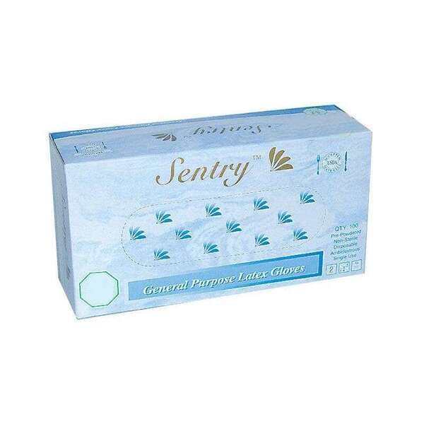 GLOVES, LATEX, X-LARGE, POWDER-FREE, SENTRY, 100/BOX