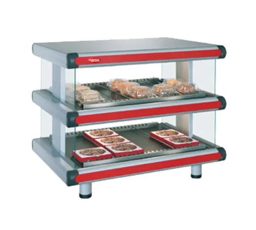 Hatco GR2SDH-60D Designer Horizontal Display Warmer, 66.25" W x 27" D x 29.05" H, with (2) Shelves and Thermostatic Controls - 120/208 Volts