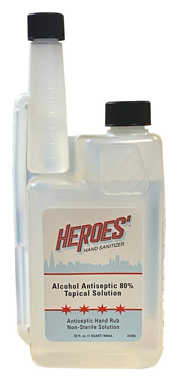 Heroes' Hand Sanitizer Alcohol Antiseptic 80 % Topical Solution, 32 oz 12 / cs