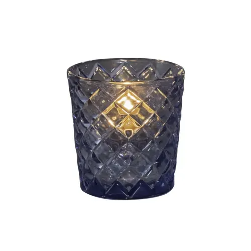 Hollowick Hollowick 5229BLU Blue Criss Cross Glass Tealight Lamp
