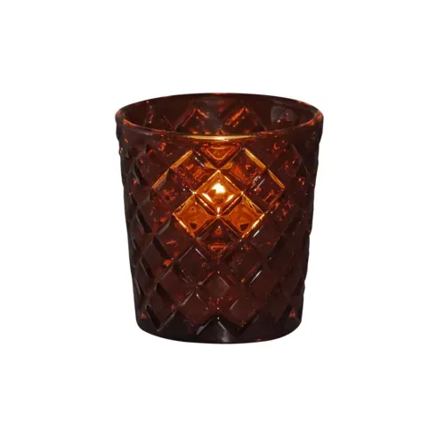 Hollowick Hollowick 5229R Red Criss Cross Glass Tealight Lamp