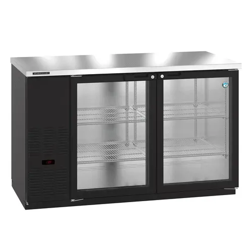 Hoshizaki BB59-G Black 2 Glass Door Refrigerated Back Bar Storage Cabinet, 115 Volts
