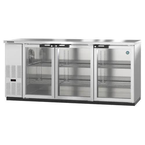 Hoshizaki BB80-G-S Stainless Steel 3 Glass Door Refrigerated Back Bar Storage Cabinet, 115 Volts