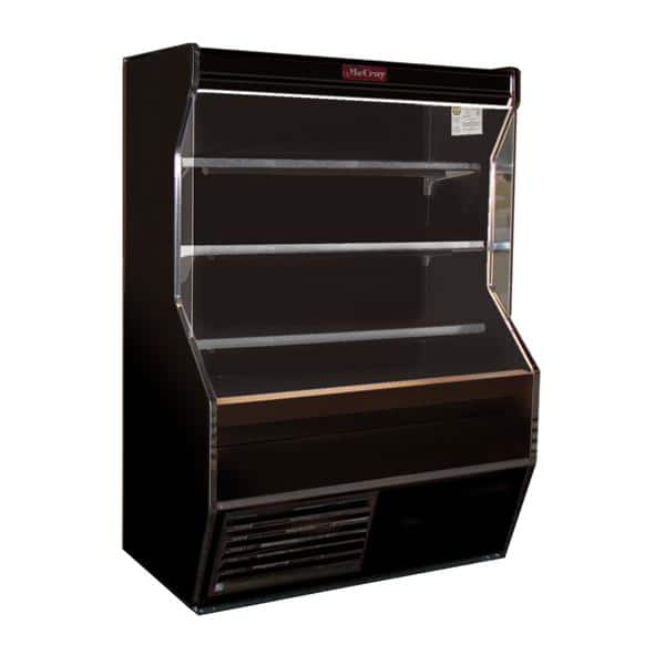 Howard-McCray R-D32E-3-B-LED 38.00'' Black Vertical Air Curtain Open Display Merchandiser with 3 Shelves Howard-McCray R-D32E-3-B-LED 38.00'' Black Vertical Air Curtain Open Display Merchandiser with 3 Shelves