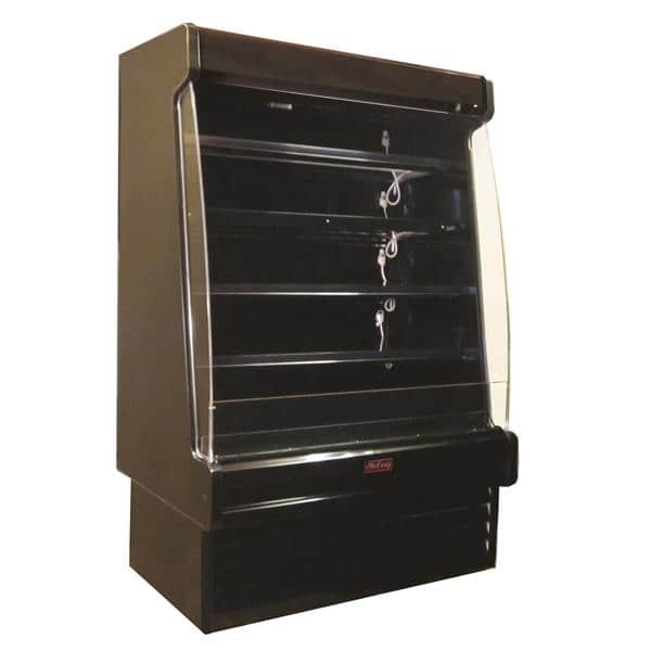 Howard-McCray R-OD35E-6S-B-LED 75.00'' Black Vertical Air Curtain Open Display Merchandiser with 4 Shelves Howard-McCray R-OD35E-6S-B-LED 75.00'' Black Vertical Air Curtain Open Display Merchandiser with 4 Shelves