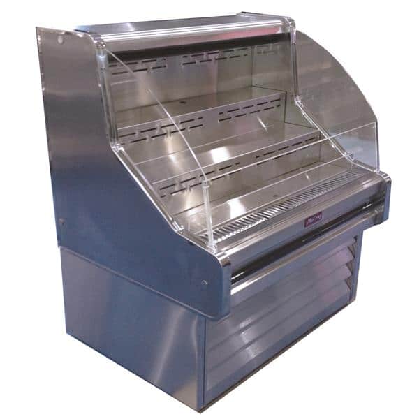 Howard-McCray R-OS30E-6C-S-LED 75.00'' Stainless Steel Horizontal Air Curtain Open Display Merchandiser with 3 Shelves Howard-McCray R-OS30E-6C-S-LED 75.00'' Stainless Steel Horizontal Air Curtain Open Display Merchandiser with 3 Shelves
