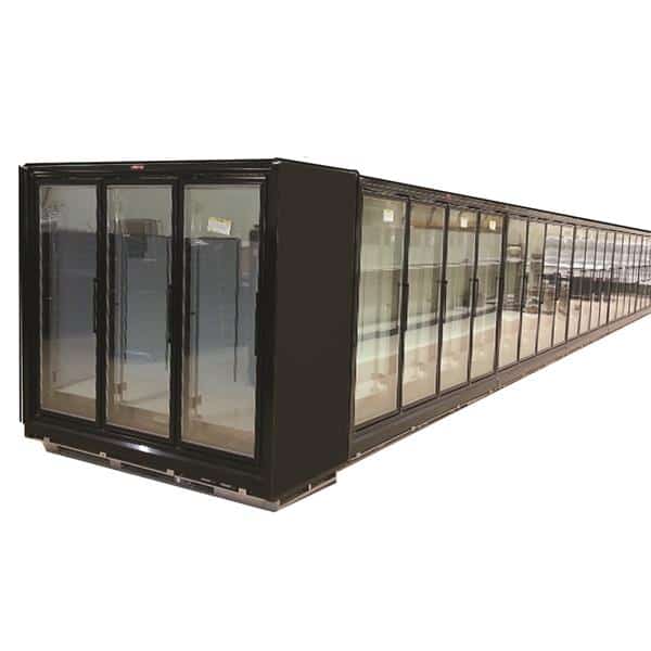 Howard-McCray RIN3-24-LED-B 78.88'' Black 3 Section Swing Refrigerated Glass Door Merchandiser Howard-McCray RIN3-24-LED-B 78.88'' Black 3 Section Swing Refrigerated Glass Door Merchandiser