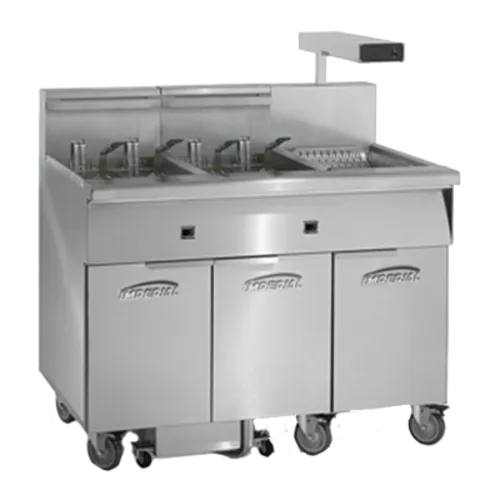 Imperial IFSCB375EC (3) 75 lb. Fryers Electric Floor Fryer with Computer Controls and Built-In Filter System, 208 Volts