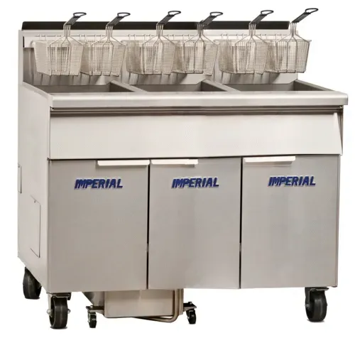 Imperial Imperial IFSSP675E (6) 75 lb. Fryers Electric Floor Fryer with Thermostatic Controls and Built-In Space Saver Filter System