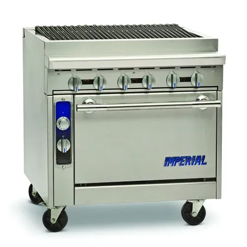 Imperial IHR-RB-XB Commercial Range, 36" W with (1) 36" Charbroiler and - 90,000 BTU