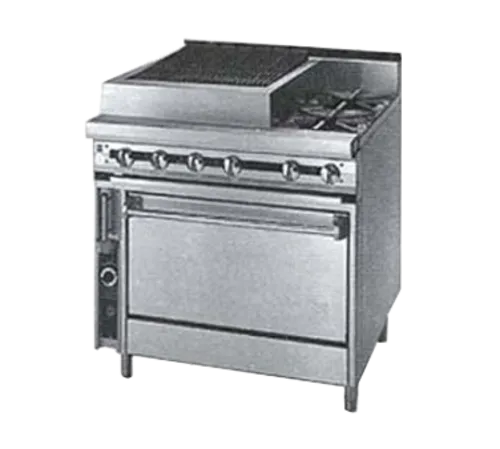 Jade Range JTRH-24B-1HT-36 Commercial Range, 36" W with (1) 24" Charbroiler & (1) 12" Hot Top and Standard Oven - 135,000 BTU