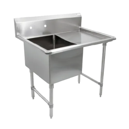 John Boos 1B244-1D24R-X Commercial Sink, (1) One Compartment, 16 Gauge Stainless Steel Construction with Stainless Steel Legs and With Right-hand Drainboard - 52.00" W