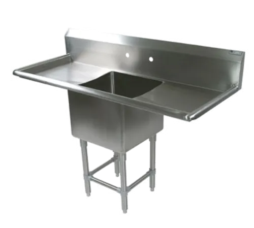 John Boos 1PB18-2D30 Commercial Sink, (1) One Compartment, 16 Gauge Stainless Steel Construction with Stainless Steel Legs and with 2 Drainboards - 81.25" W