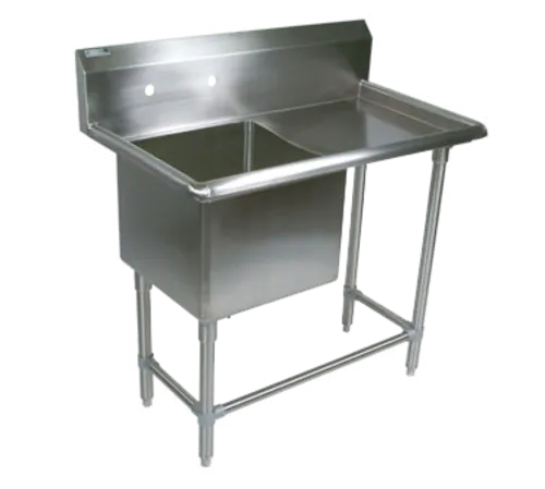 John Boos 1PB20-1D18R Commercial Sink, (1) One Compartment, 16 Gauge Stainless Steel Construction with Stainless Steel Legs and With Right-hand Drainboard - 42.19" W