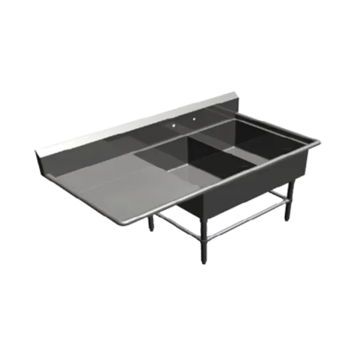 John Boos 2PB20284-1D24L Commercial Sink, (2) Two Compartment, 16 Gauge Stainless Steel Construction with Stainless Steel Legs and With Left-hand Drainboard - 68.19" W