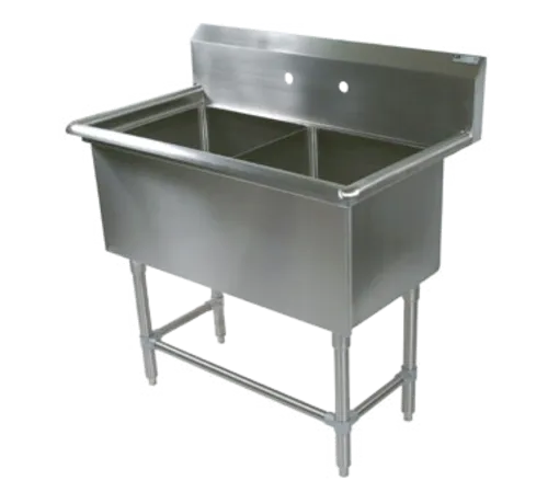 John Boos 2PB204 Commercial Sink, (2) Two Compartment, 16 Gauge Stainless Steel Construction with Stainless Steel Legs and without Drainboard - 41.13" W