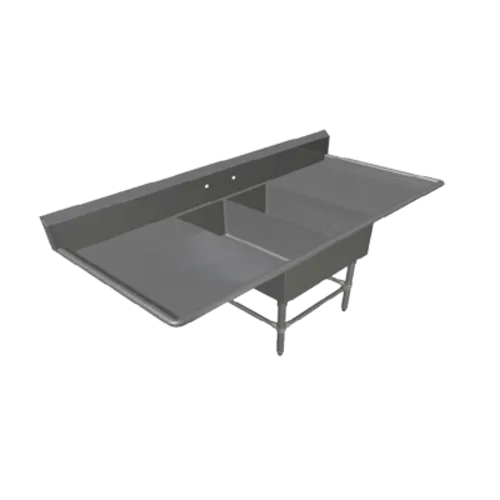 John Boos 42PB1431-2D24 Commercial Sink, (2) Two Compartment, 14 Gauge Stainless Steel Construction with Stainless Steel Legs and with 2 Drainboards - 79.25" W
