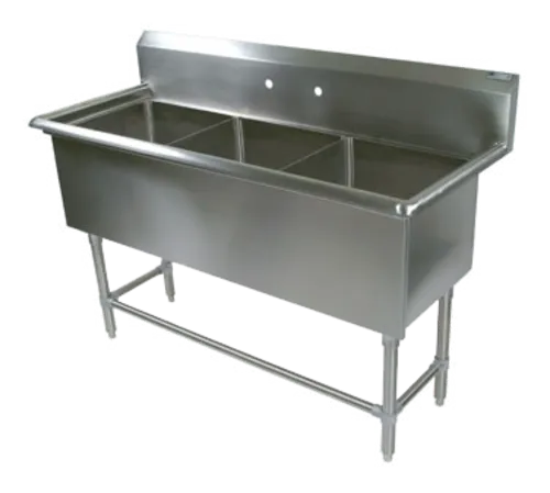 John Boos 43PB16204 Commercial Sink, (3) Three Compartment, 14 Gauge Stainless Steel Construction with Stainless Steel Legs and without Drainboard - 53.13" W