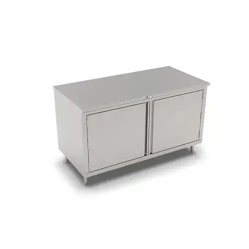 John Boos 4CH4-3084 Modular Base Work Table, with 14 Gauge Type 300 Stainless Steel Top, Hinged Doors and without Backsplash - 84.00"W x 30.00"D x 35.75"H