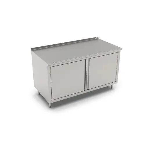 John Boos 4CH4R1.5-3672 Modular Base Work Table, with 14 Gauge Type 300 Stainless Steel Top, Hinged Doors and 1 1/2" Backsplash - 72.00"W x 36.00"D x 37.25"H