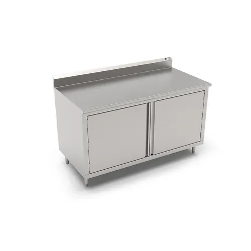 John Boos 4CH4R5-3672 Modular Base Work Table, with 14 Gauge Type 300 Stainless Steel Top, Hinged Doors and 5" Backsplash - 72.00"W x 36.00"D x 40.75"H