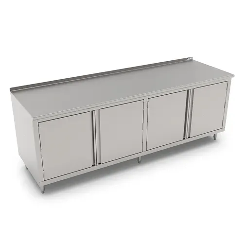 John Boos 4CH6R1.5-36108 Modular Base Work Table, with 16 Gauge Type 300 Stainless Steel Top, Hinged Doors and 1 1/2" Backsplash - 108.00"W x 36.00"D x 37.25"H