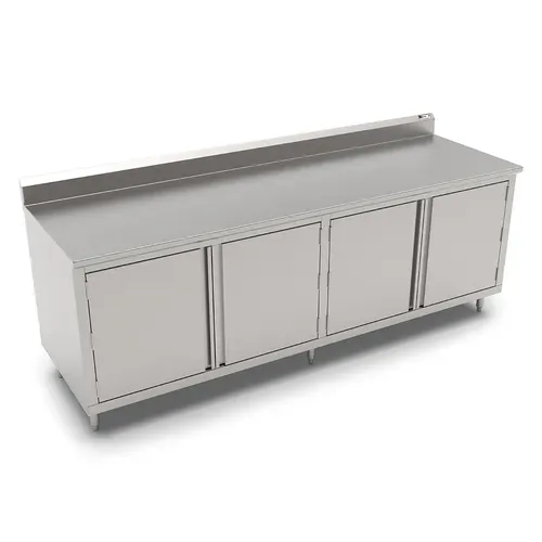 John Boos 4CH6R5-36108 Modular Base Work Table, with 16 Gauge Type 300 Stainless Steel Top, Hinged Doors and 5" Backsplash - 108.00"W x 36.00"D x 40.75"H