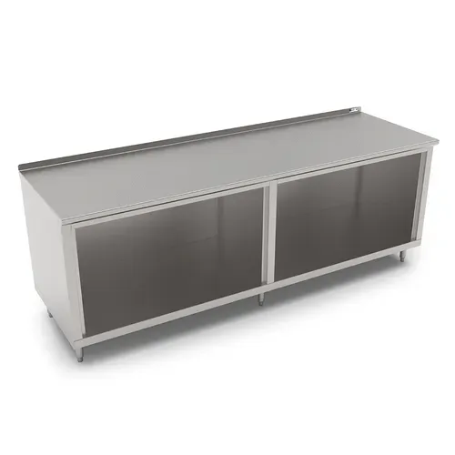 John Boos 4CO6R1.5-24108 Open Front Cabinet Base Work Table, with 16 Gauge Type 300 Stainless Steel Top, and 1 1/2" Backsplash - 108.00"W x 24.00"D x 37.25"H