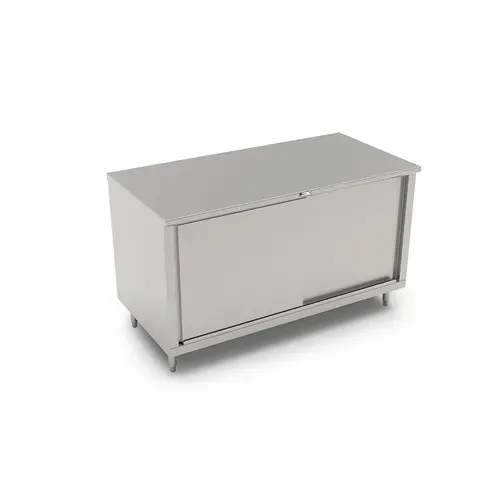 John Boos 4CS6-2448 Modular Base Work Table, with 16 Gauge Type 300 Stainless Steel Top, Sliding Doors and without Backsplash - 48.00"W x 24.00"D x 35.75"H