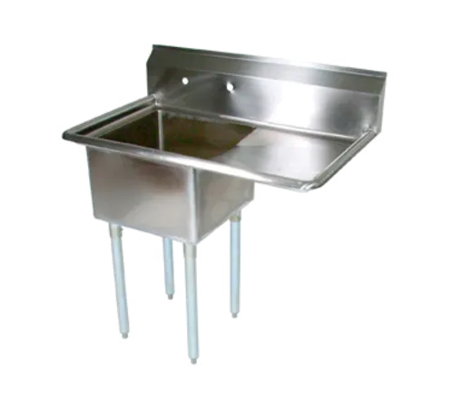 John Boos E1S8-15-14R15-X Commercial Sink, (1) One Compartment, 18 Gauge Stainless Steel Construction with Galvanized Steel Legs and With Right-hand Drainboard - 32.50" W