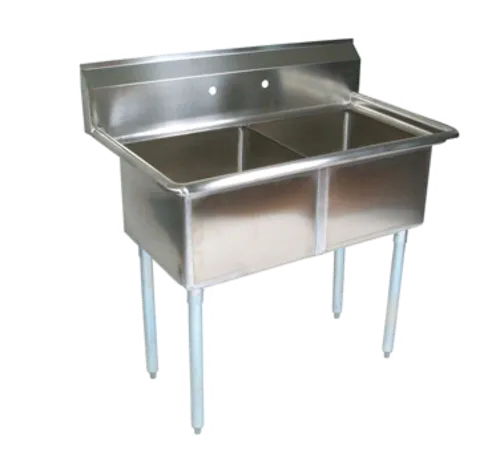 John Boos E2S8-18-12-X Commercial Sink, (2) Two Compartment, 18 Gauge Stainless Steel Construction with Galvanized Steel Legs and without Drainboard - 41" W