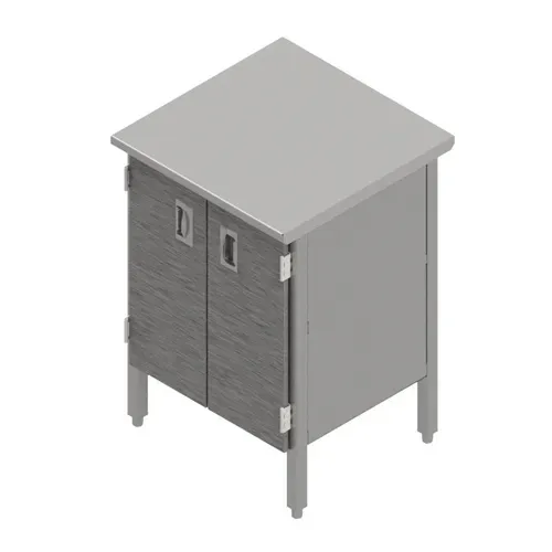 John Boos EBHS4-24144 Enclosed Base Work Table, with 14 Gauge Type 300 Stainless Steel Top, Hinged Doors and without Backsplash - 144.00"W x 24.00"D x 35.75"H