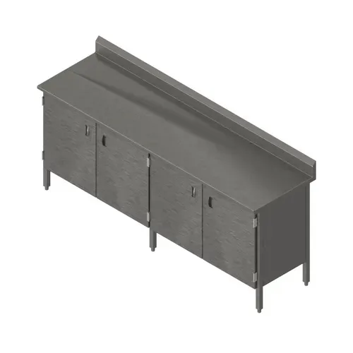 John Boos EBHS6R5-24108 Enclosed Base Work Table, with 16 Gauge Type 300 Stainless Steel Top, Hinged Doors and 5" Backsplash - 108.00"W x 24.00"D x 40.75"H