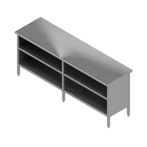 John Boos EBOS6-24120 Open Front Cabinet Base Work Table, with 16 Gauge Type 300 Stainless Steel Top, and without Backsplash - 120.00"W x 24.00"D x 35.75"H