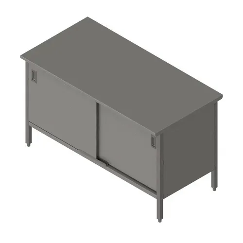 John Boos EBSS6-3048 Enclosed Base Work Table, with 16 Gauge Type 300 Stainless Steel Top, Sliding Doors and without Backsplash - 48.00"W x 30.00"D x 35.75"H