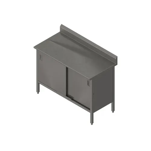 John Boos EBSS6R5-3060 Enclosed Base Work Table, with 16 Gauge Type 300 Stainless Steel Top, Sliding Doors and 5" Backsplash - 60.00"W x 30.00"D x 40.75"H