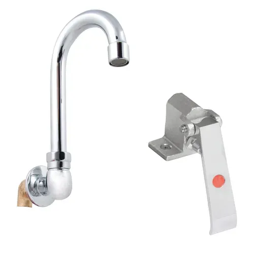 John Boos PBF-KV1-SM-35GLF Single Pedal Knee Valve  with splash-mounted 3-1/2" gooseneck spout