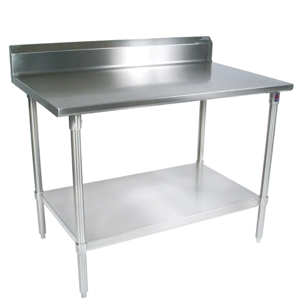 John Boos ST4R5-3636SSK Work Table, 14 Gauge Stainless Steel Top with Stainless Steel Undershelf and 5" Backsplash - 36"W x 36"D