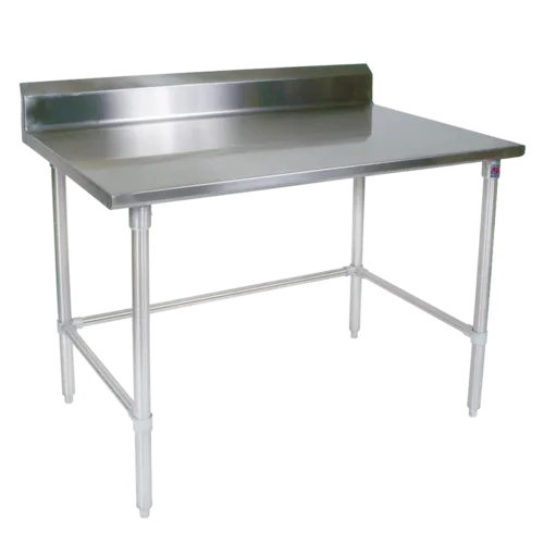 John Boos ST4R5-3696GBK Work Table, 14 Gauge Stainless Steel Top with Open Base and 5" Backsplash - 96"W x 36"D