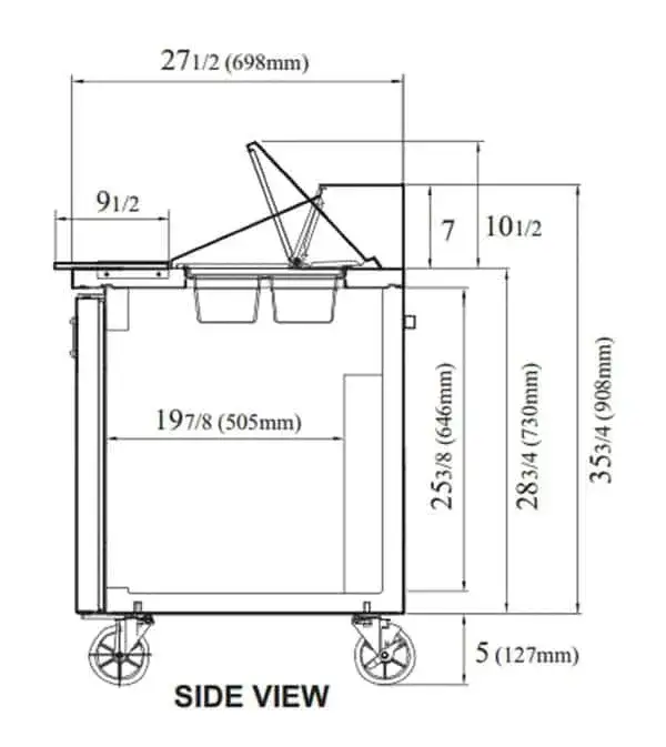 Turbo Air JST-60-N 59'' 2 Door Counter Height Refrigerated Sandwich / Salad Prep Table with Standard Top