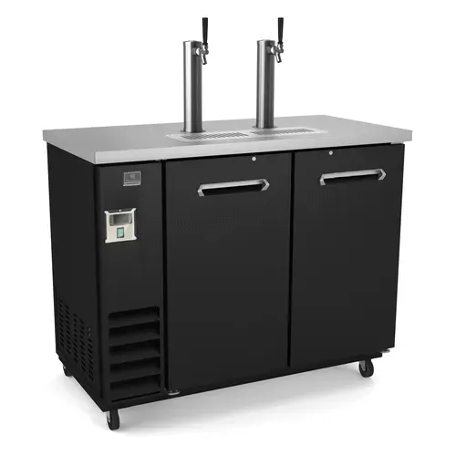 Kelvinator Commercial KCHBBD2D2T 2 Taps 1/2 Barrel Draft Beer Cooler - Black, 2 Kegs Capacity, 115 Volts