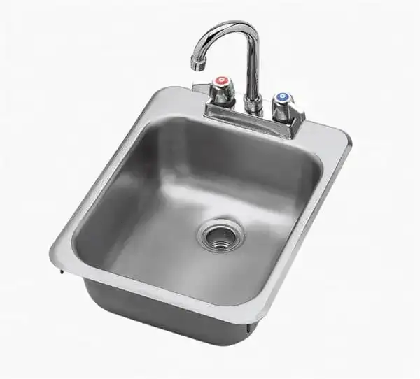 Krowne Metal HS-1317 20 Gauge Stainless Steel 10" x 12" x 5-1/2" 1 Compartment Drop-In Sink / Deck Mounted Gooseneck Faucet