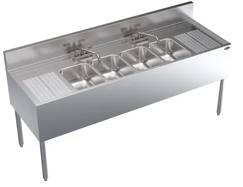 Krowne Metal Krowne Metal KR24-64C Underbar Sink Unit, Compartment with and / - 72.00"W x 24.00"D