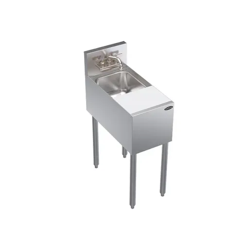 Krowne Metal Krowne Metal KR24-MC12 Underbar Sink Unit, 1 Compartment, Stainless and Galvanized Steel, with 6-1/2"H Backsplash and without Drainboard / Faucet Included - 12"W x 24"D
