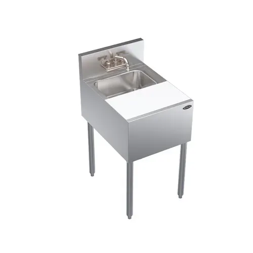 Krowne Metal Krowne Metal KR24-MC18 Underbar Sink Unit, 1 Compartment, Stainless and Galvanized Steel, with 6-1/2"H Backsplash and without Drainboard / Faucet Included - 18"W x 24"D