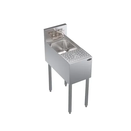 Krowne Metal Krowne Metal KR24-MD12 Underbar Sink Unit, 1 Compartment, Stainless and Galvanized Steel, with 6-1/2"H Backsplash and without Drainboard / Faucet Included - 12"W x 24"D