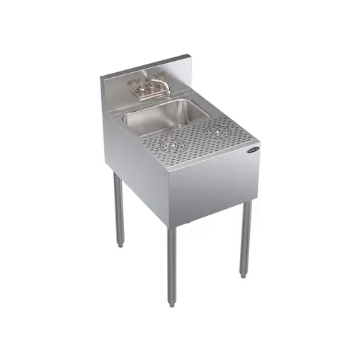 Krowne Metal Krowne Metal KR24-MD18 Underbar Sink Unit, 1 Compartment, Stainless and Galvanized Steel, with 6-1/2"H Backsplash and without Drainboard / Faucet Included - 18"W x 24"D