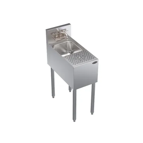 Krowne Metal Krowne Metal KR24-MS12 Underbar Sink Unit, 1 Compartment, Stainless and Galvanized Steel, with 6-1/2"H Backsplash and without Drainboard / Faucet Included - 12"W x 24"D