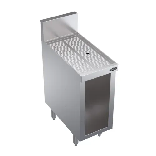 Krowne Metal Krowne Metal KR24-S12 Underbar Drainboard, Freestanding with 6-1/2"H Backsplash Open Front Base - 12"W x 24"D